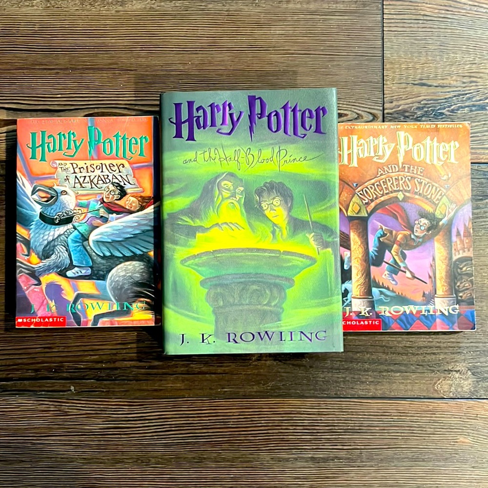 Harry Potter Bundle of Three Novels Half Blood HC 1st Edition Stone & Azkaban SC